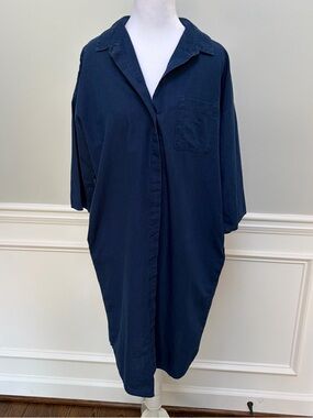 COS 100% Cotton Dark Blue Shirt Dress 8